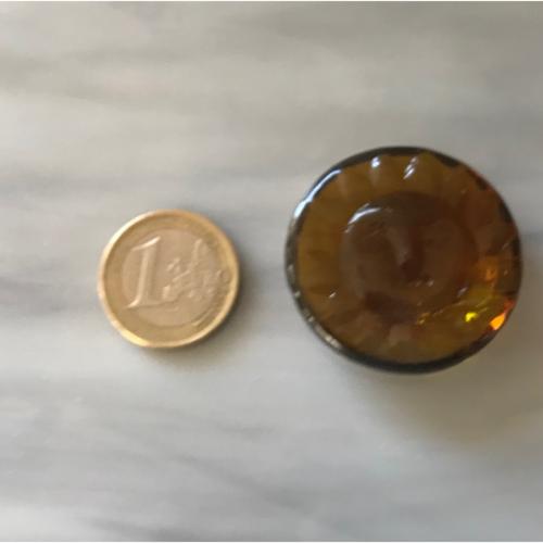 Bille forme soleil astre  brun ambre diamètre 35mm à l'unité en verre 