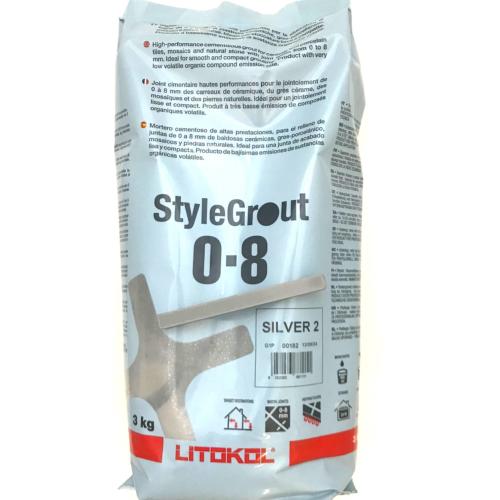 Gris moyen Silver 2 ciment joint Litokol stylegrout 0-8 mm style grout hydro plus par 3 kilos