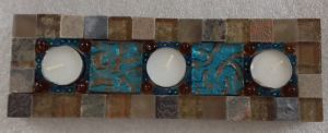 photophore porte bougie brun et turquoise made in mosaic