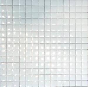 Blanc mosaïque émaux 2.3 cm brillant pleine masse plaque 33 cm collé HTK